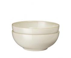 Denby 016048827 - Ciotola per cereali, Terraglia, crema, 2 Bowls