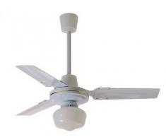 Zephir ZFS8093 Ventilatore da Soffitto in Metallo con Lampada, Bianco