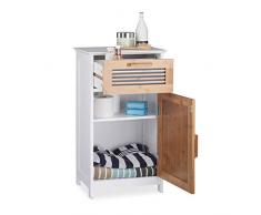 Relaxdays Naturale, Mobile Bagno Legno Sottile, Design, Ripiano Regolabile, MDF & bambù, HLP 70x40x28,5 cm, Bianco, Pannelli MDF, bambù, 70 x 40 x 28,5 cm