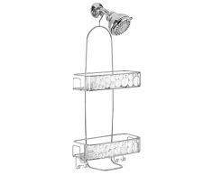 InterDesign Bubbli Portasapone Doccia Senza forare, Portaoggetti Doccia da Appendere in Metallo e plastica, Argento