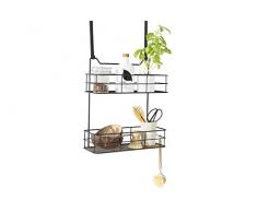 LIFA LIVING Scaffale Portaoggetti in Metallo Nero, Mensola da Porta per Bagno e Cucina, Scaffali Pensili Portaspezie (2 Scaffali)