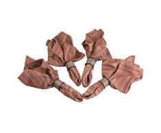 InterDesign RealWood Anelli Portasalviette, Set di 4, Metallo, Marrone, 4.5x3.75x0.2 cm