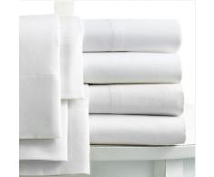 Linens Limited Lenzuolo Liscio in Cotone Egiziano 100% - 400 Fili, Bianco, Singolo