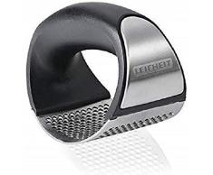 Leifheit Knobi-King Spremiaglio Schiaccia Aglio in Acciaio Inox, Nero e Argento, 15 cm, 3146