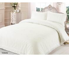 Chateau de Belle Maison Victoria Pizzo Ricamato, Colore: Crema con Il Set Copripiumino comprende 1 & federe