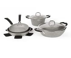Excelsa Forn-Ok Set 2 Padelle, Tegame e 2 Casseruole, Alluminio Forgiato con Rivestimento Antiaderente