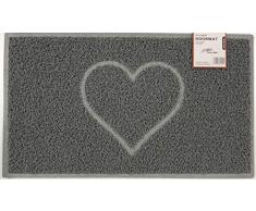 Nicoman Cuore Zerbino Entrata Lavabile Antiscivolo Tappeti-(USA Solo allaperto), Piccolo (60x40cm), Grigio