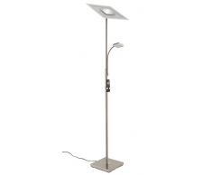 Briloner Leuchten Faretto a LED con luce da lettura, senza livelli dimmerabile con telecomando, Metallo, 28Â W, W, in nichel opaco, 28Â x 28Â x 180Â cm