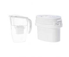 AmazonBasics - Caraffa filtrante per Acqua, 2,4 L + Cartucce filtranti, Confezione da 3