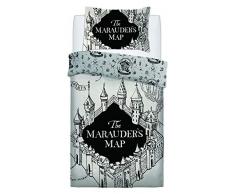 Warner Bros Marauders Map Set Copripiumino per Letto Singolo, Cotone, Grigio