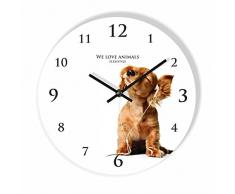 FLEXISTYLE Orologio da Parete Moderno per Bambini Cagnolino, 30cm, Silenzioso, Vetro Acrilico, Fatto in UE