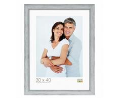 Deknudt Frames S43WF7-15.0X15.0 - Cornice portafoto in resina grigia con effetto a righe, 15 x 15 cm