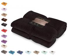 DecoKing- Coperta in Microfibra, Pile Morbido, Tessuto, 150 x 200 cm, Nero