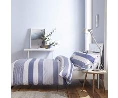 Catherine Lansfield New Quay Stripe - Set Copripiumino + Federa, Cotone, Colore: Blu, 200 x 200 + 65 x 65 cm (2), 3