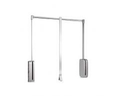 Emuca - Appendiabito saliscendi per Armadio, Barra Appendiabiti saliscendi,Largo Regolabile 450-600mm, Cromato