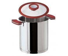 Sambonet 12OClock Red Pentola à 16 cm con Coperchio, Acciaio Inox 18/10, Manici Antiscottatura in Silicone Rosso, con Interno Graduato