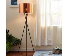 Versanora vn-l00002-eu Cara Piantana treppiede Pavimento Lampada su Piede Paralume, Ferro/Plastica, 50Â W, 19.68Â X 22.83Â X 62.2, Rame /Â Nero, 19.68 x 22.83 x 62.2