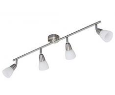 Briloner Leuchten - Plafoniera, 4 x E14 max. 40 W, faretti girevoli e orientabili, nichel opaco