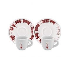Bialetti Y0TZ029 Set 2 Tazzine (con Piattini) Torino, Porcellana