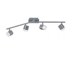 Reality Leuchten Roubaix Lampada da soffitto 4 W, Balken 4-flammig Nickel Matt