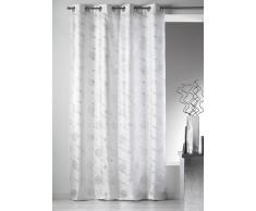 Home Maison 09400-8-AL Tenda in Shantung, Motivo: Argento/Paillette, con Occhielli, 140 x 260 cm, Bianco/Argento, 140 X 260