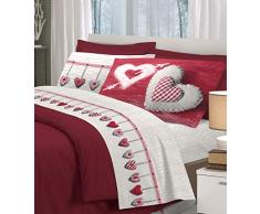 Completo Letto Pensieri Delicati Cuore Appeso Rosso Matrimoniale
