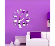 Walplus specchio da parete, ARTE ALBERO Adesivi parete rimovibile autoadesivo decalcomania vinile DECORAZIONE CASA fai-da-te VIVENTE ufficio camera letto cameretta bimbi, Argento