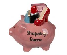 Out of the blue Salvadanaio in Ceramica con Serratura, Shopping Queen Pig, Circa 17 cm