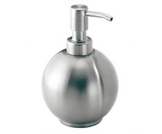 InterDesign Forma Pompa Dispenser di Sapone Rotonda per Cucina/Bagno, Metallo, Argento, 10.25x10.25x15.25 cm