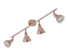 Briloner Leuchten Faretti retro 4, vintage, orientabili, luci da soffitto, ramato, 4 x 3 W GU10 LED, 67.4 x 11 x 8.5 cm (L x A x P)