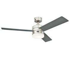 72054 Ventilatore da soffitto in acciaio inox per interni da 122 cm Alta Vista, kit di luce LED dimmerabile con vetro smerigliato opale