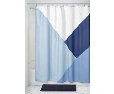 iDesign Colorblock Doccia, Tenda per Vasca da Bagno di Grandi Dimensioni in Poliestere, Blu, 183 cm x 183 cm