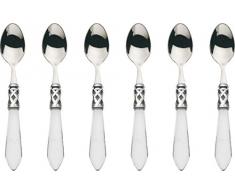 Bugatti ALC1T N4208 Aladdin - 6 Pezzi, cucchiai Moka, Acciaio Inox/plastica (ABS), Trasparente, 21 x 18 x 3 cm