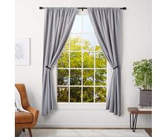 AmazonBasics - Bastone per tenda con terminali a cilindro, da 91 a 183 cm + fermatende, diametro 2,5 cm, caffè (bronzo scuro)