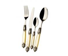 BUGATTI rcbam S3350Â Aladdin Rococo Posate, 24Â Pezzi Tavolo Acrilico/Acciaio Inox Colore: Avorio 39Â x 27Â x 5Â cm