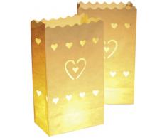 Wenko 8541100 - Lanterna di Carta portalumino, Motivo a Cuore, 10 Pezzi, 15 x 26 x 9 cm, Colore Bianco