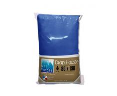 Nuit des Vosges 2101058 Cotoval Lenzuolo con Angoli Cotone in Tinta Unita Azzurro 80 x 190 cm