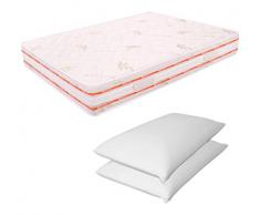 MiaSuite MATERASSO FRANCESE SFODERABILE MEMORY FOAM 6 CM 140X190 ALTO 25 CM + DUE CUSCINI MEMORY FOAM ALTO 13 CM RELAX ORTOPEDICO