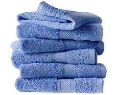 De Witte Lietaer - 194 839, Set di 6 asciugamani da bagno, in cotone, Azzurro (bleu), 100 x 50 cm