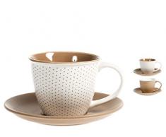 H&H 739750 Cinnamon Set 4 Tazze Te, New Bone China, con Piattino, cc220