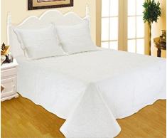 DVier Copriletto, Cotone di Alta qualitÃ , Bianco, 260Â x 220Â cm