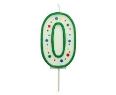 PME CA050 Candela Numero 0 Piccola, Cera, Verde, 4.3 cm