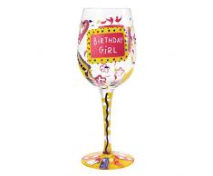 Enesco GLS11-5530R Anniversario Ragazza - Bicchiere da Vino Standard, Multicolore