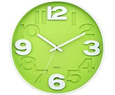 3D orologio da parete di Design da cucina Baduhr office Clock da cameretta mela Plastica verde 30 x 35 x 2 cm