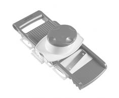 LEVIVO 331800000159 Tagliaverdure, Grattugia Multifunzione con 5 Inserti Intercambiabili, Bianco/Grigio, 34.5x19.5x11.5 cm