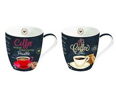 Glooke Selected Easy Life Set 2 Mug Coffee Time Tazze E Tazzine, Multicolore, Unica