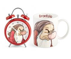 Home Nani Brontolo Set Sveglia Mug, Porcellana, Rosso, 2 unitÃ 