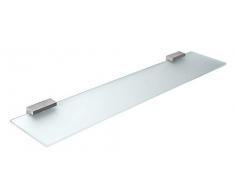 INDA A18090CR21 Lea Mensola in Vetro Satinato Temperato con Supporti, Cromato, 13 x 60 x 3 cm