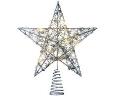 WeRChristmas Pre-Lit Sprinky luci LED Albero di Natale a Forma di Stella, Argento, 31Â cm