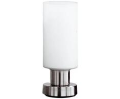 Honsel Leuchten 57371 - Lampada da tavolo in metallo nichelato opaco e vetro alabastrato, colore: Bianco
